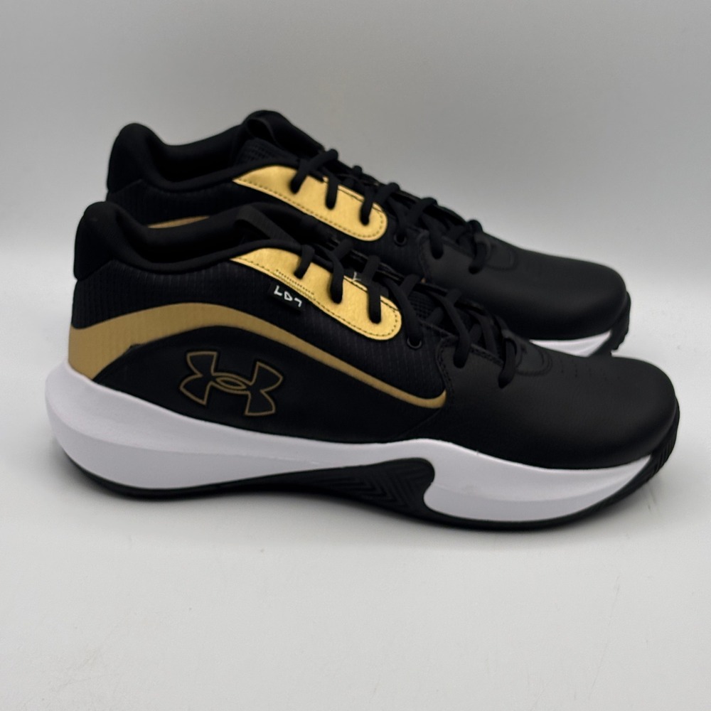 Under Armour UA Lockdown 7 Shoes Mens Size 13 Black Gold Basketball 3028512-001